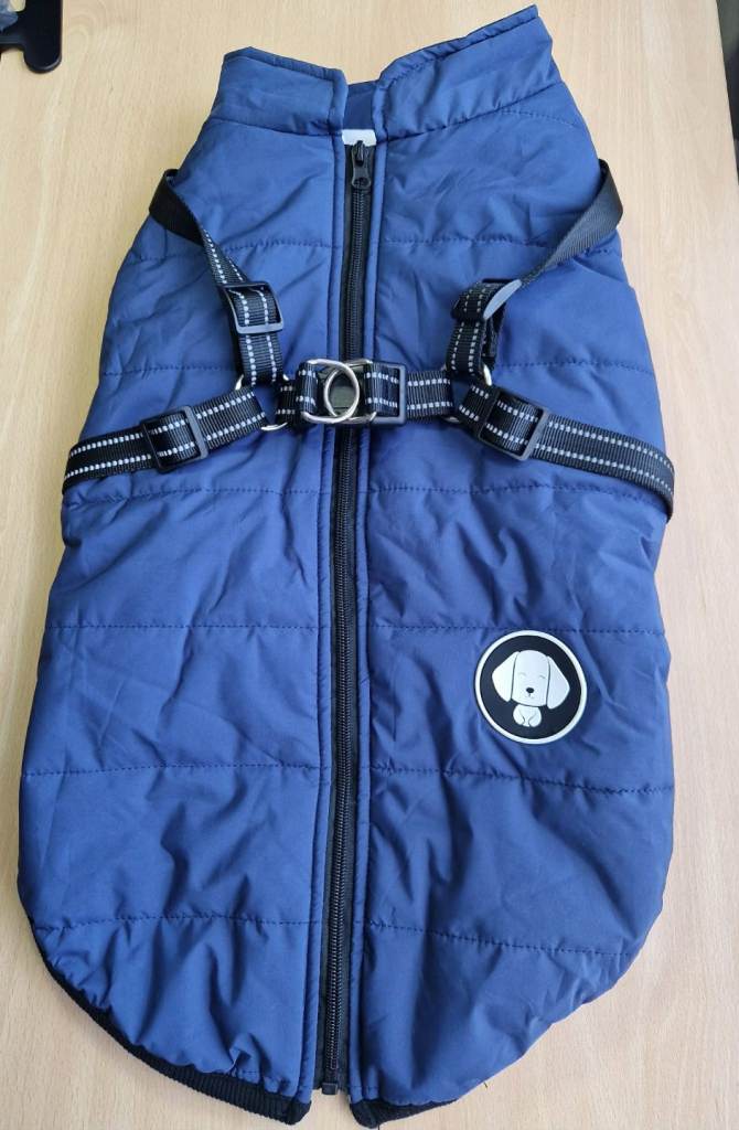 Dog Coat With Built In Harness Navy Blue  