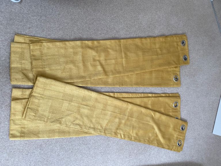 Dunelm Yellow Eyelet Curtains - Approx. 117x137cm