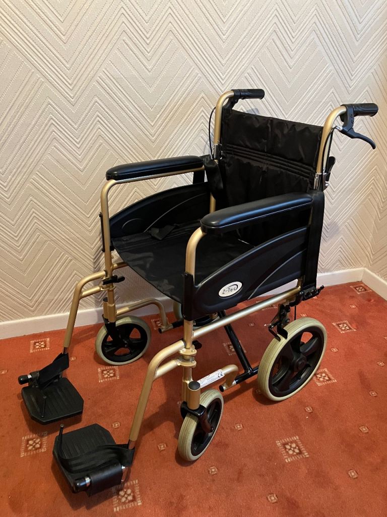 Z-Tec Folding Wheelchair – Gold Frame, Good Condition