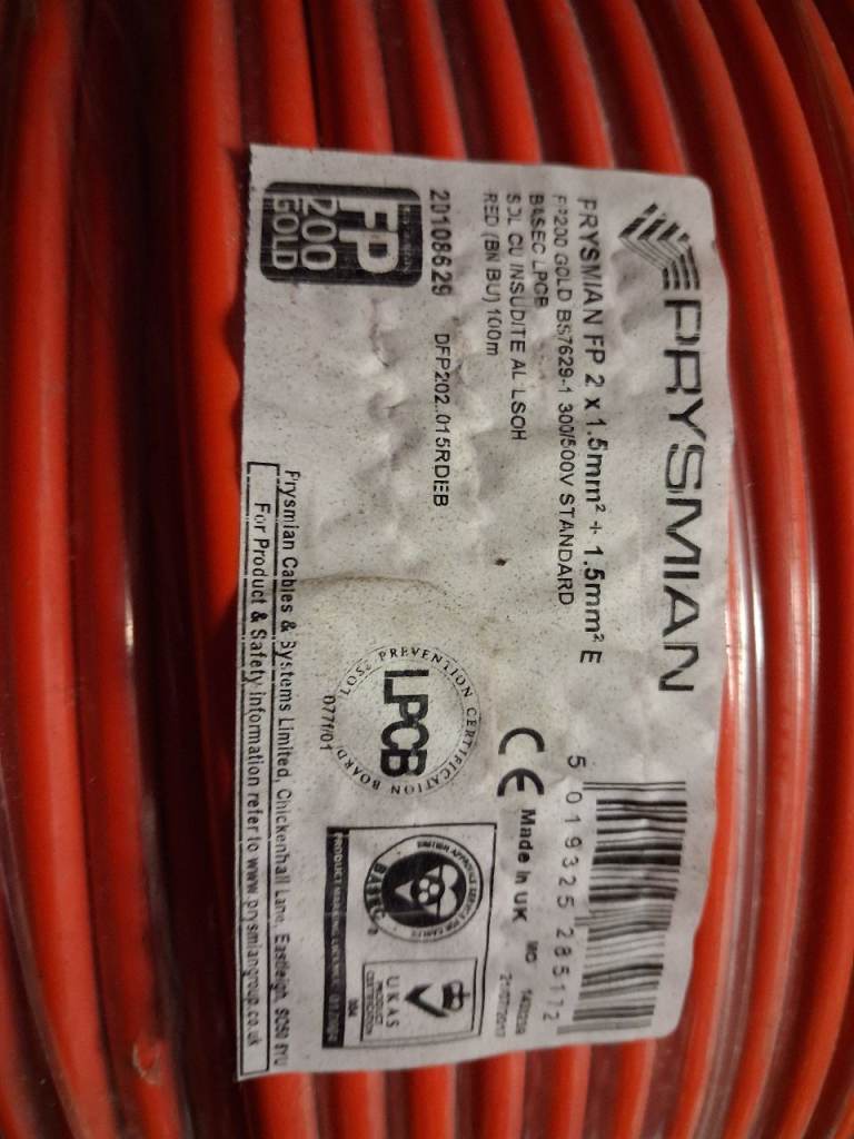 Fp200 fire alarm cable 1.5 2 core and earth