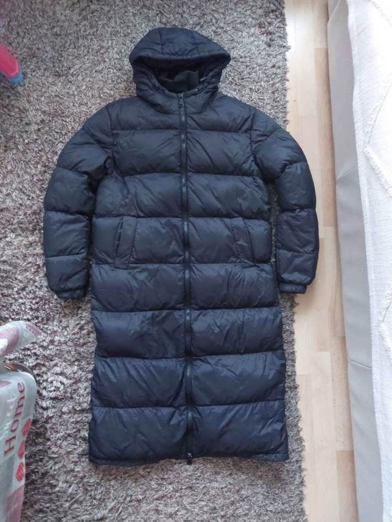 image for Mens black long puffer coat jacket Frilivin uk size small