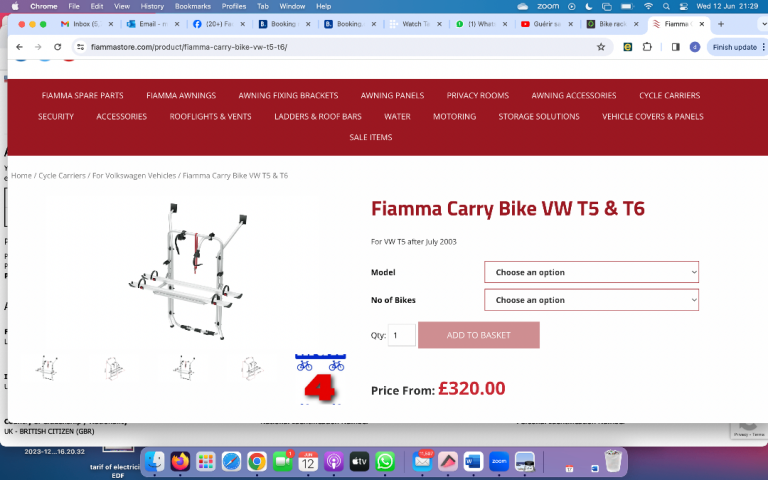 Bike rack for Camper Van with barn doors Fiamma