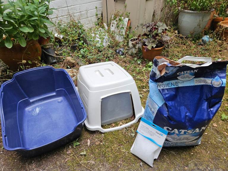 Cat Litter Box, Scoop, and Litter