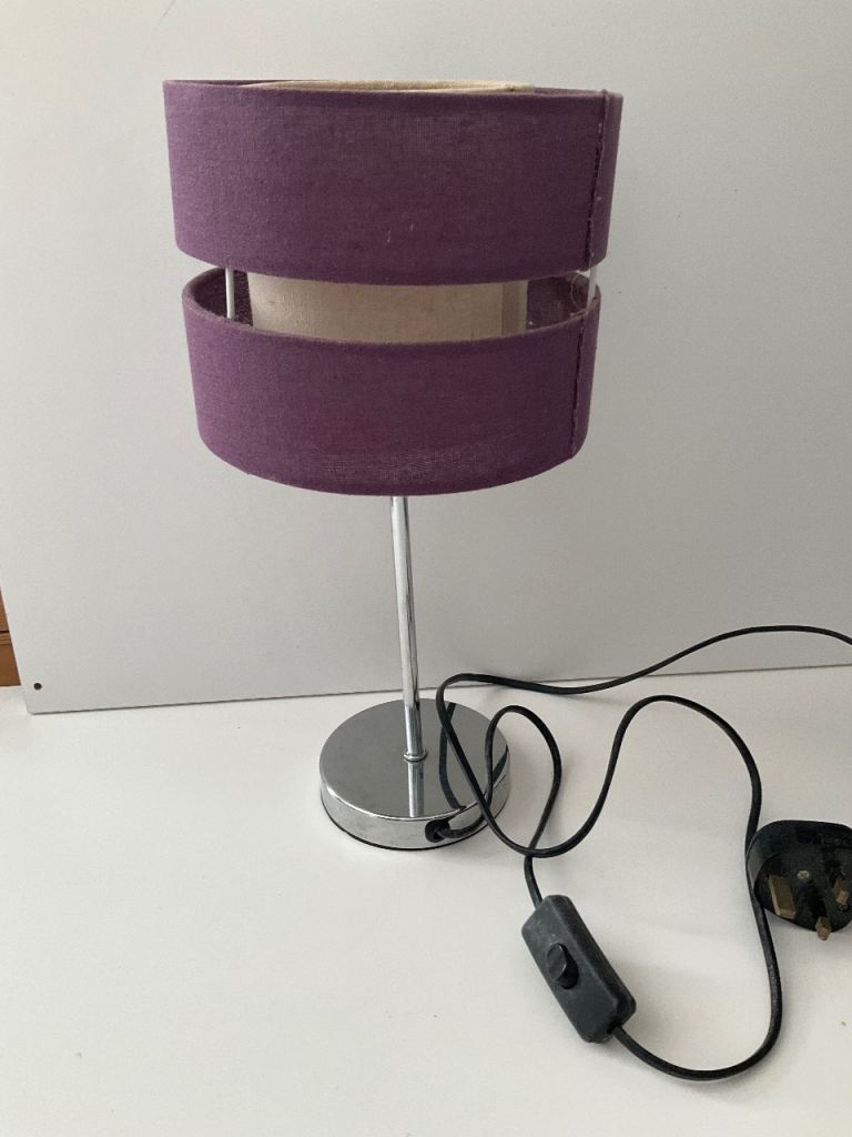 Purple canvas bed side lamp 