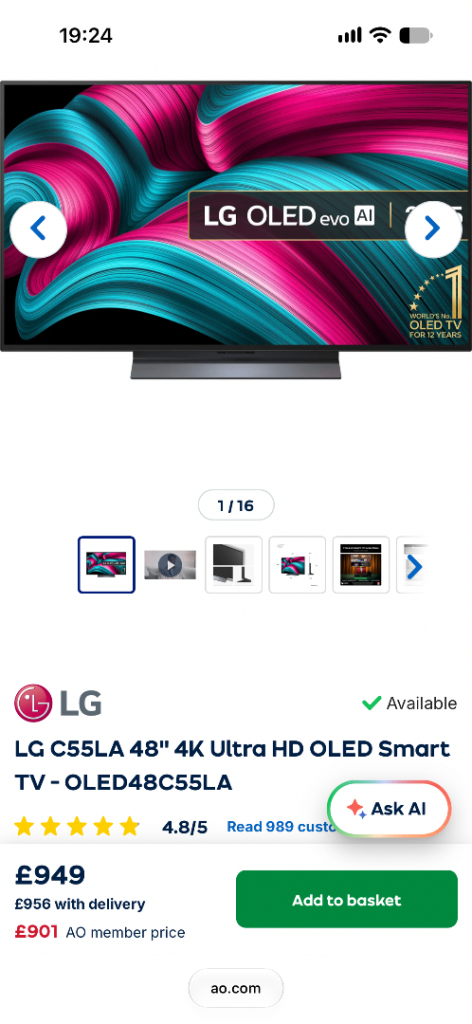 LG C55LA 48" 4K Ultra HD OLED Smart TV - OLED48C55LA