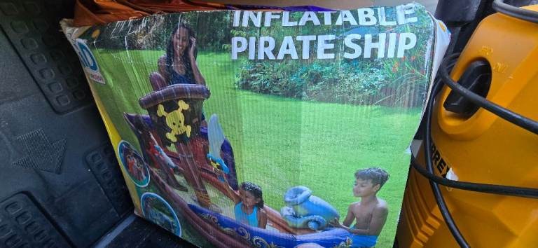Inflatable pirate ship. 