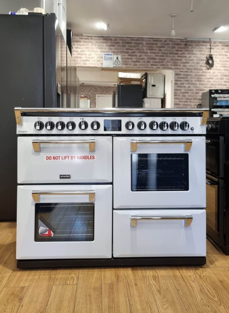 STOVES RICHMOND DELUXE D1100DF DUAL FUEL RANGE COOKER IN ICY WHITE delivery free