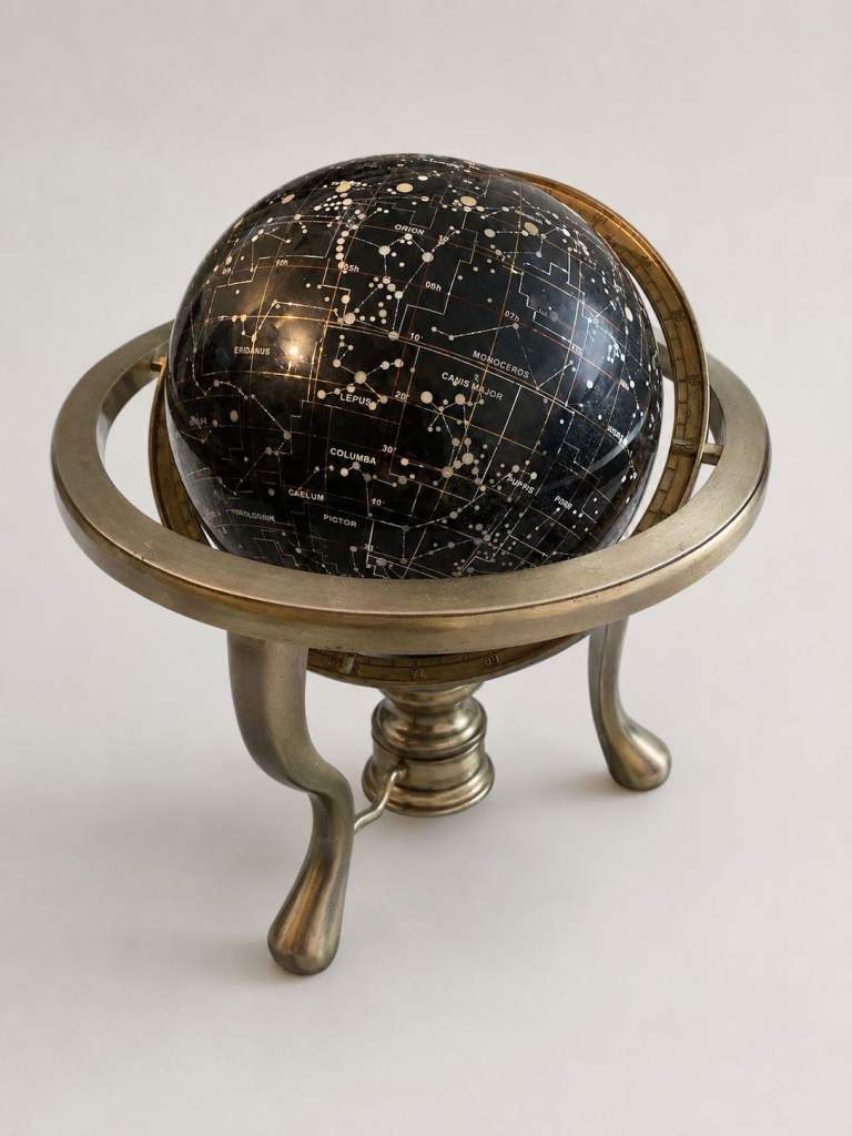 Vintage-Style Celestial Globe on Brass-Toned Armillary Stand