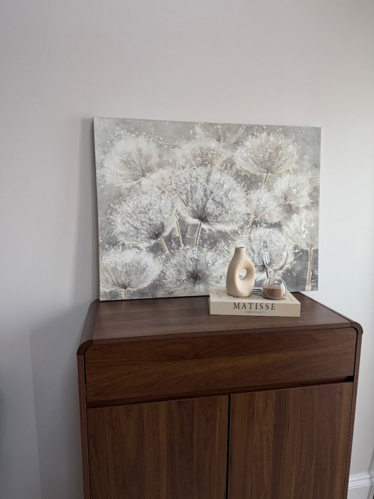 📍(Urgent due to relocation)   Large Dandelion Canvas Wall Art – Grey & White