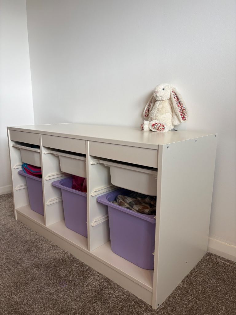 IKEA Trofast storage unit with tubs, white/lilac