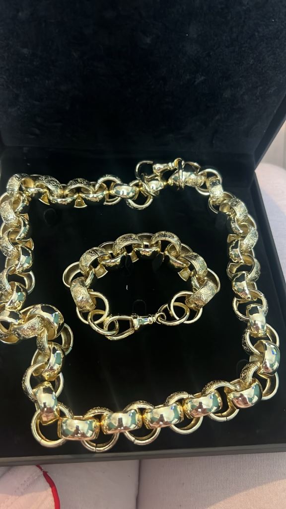 Chunky Gold filled Chain Necklace and Bracelet Set