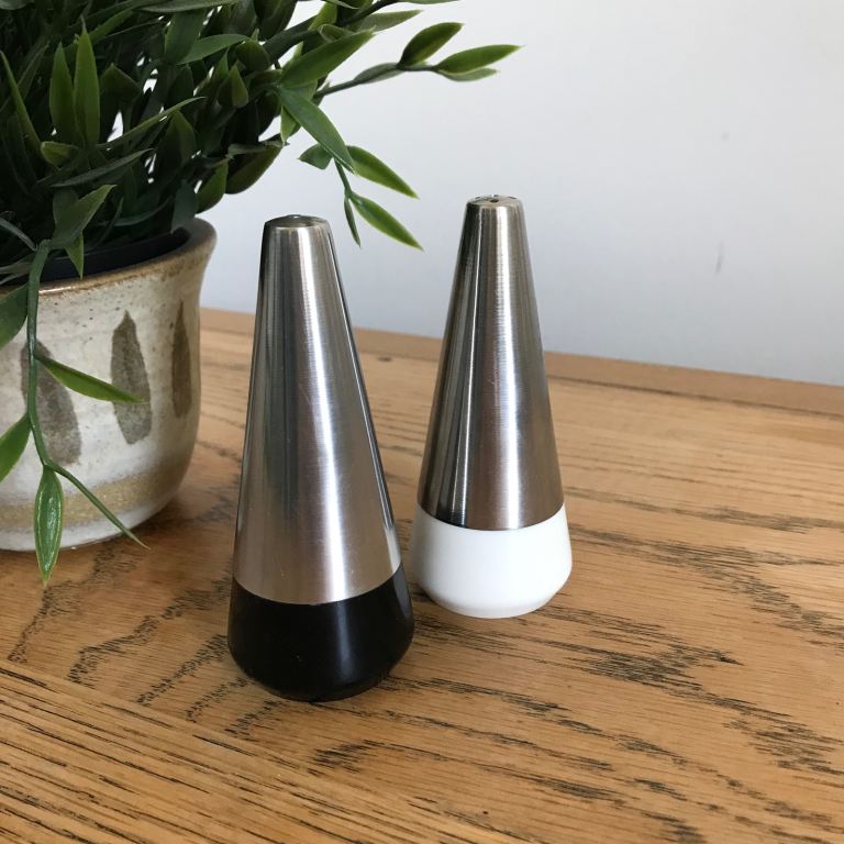 Vintage 60s Danish salt and pepper shakers - mid century atomic minimalist