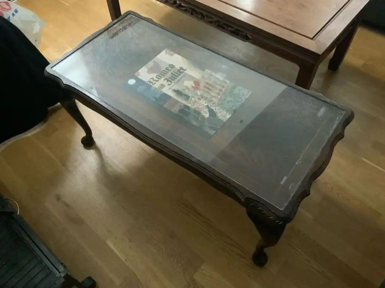 Coffee table (with Romeo and Juliet jigsaw under the glass)