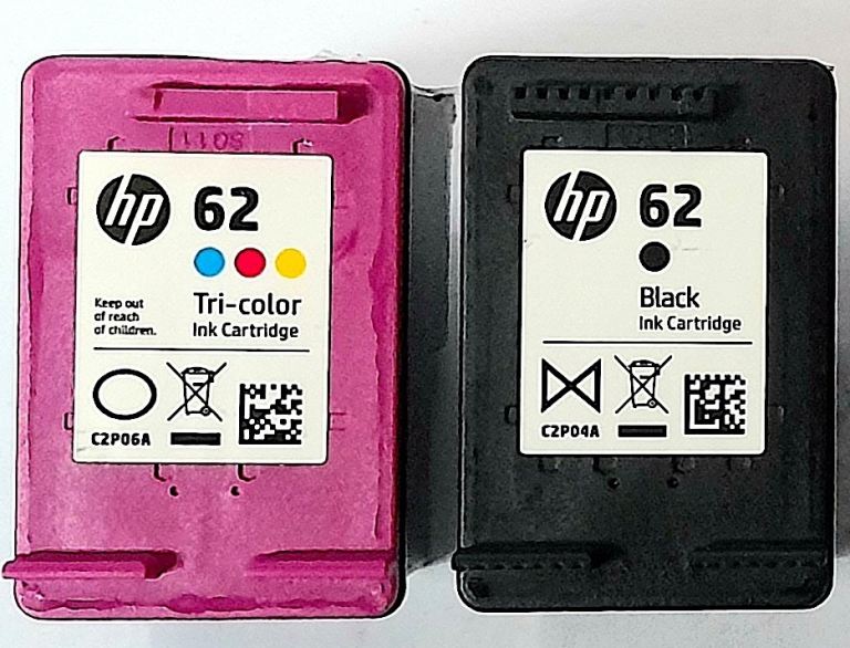 BUNDLE of PART-USED HP 62 INK CARTRIDGES x 4 - approx 80 % FULL