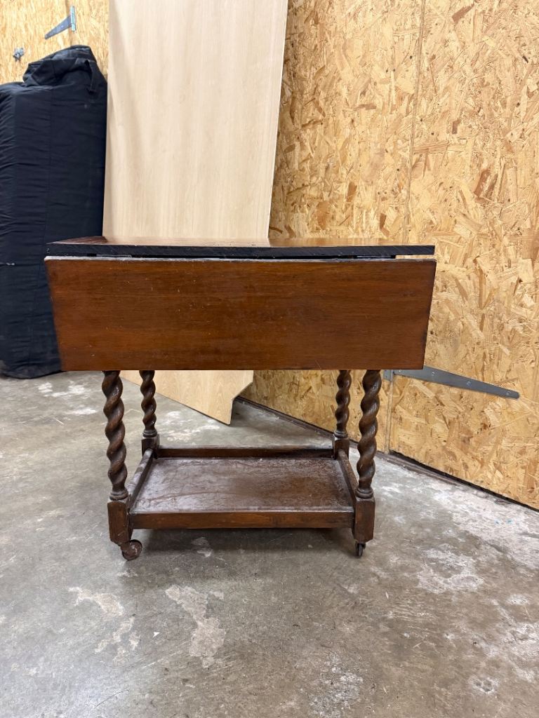 Vintag Drop Leaf Tea Trolley Table On Castors Barley Twist