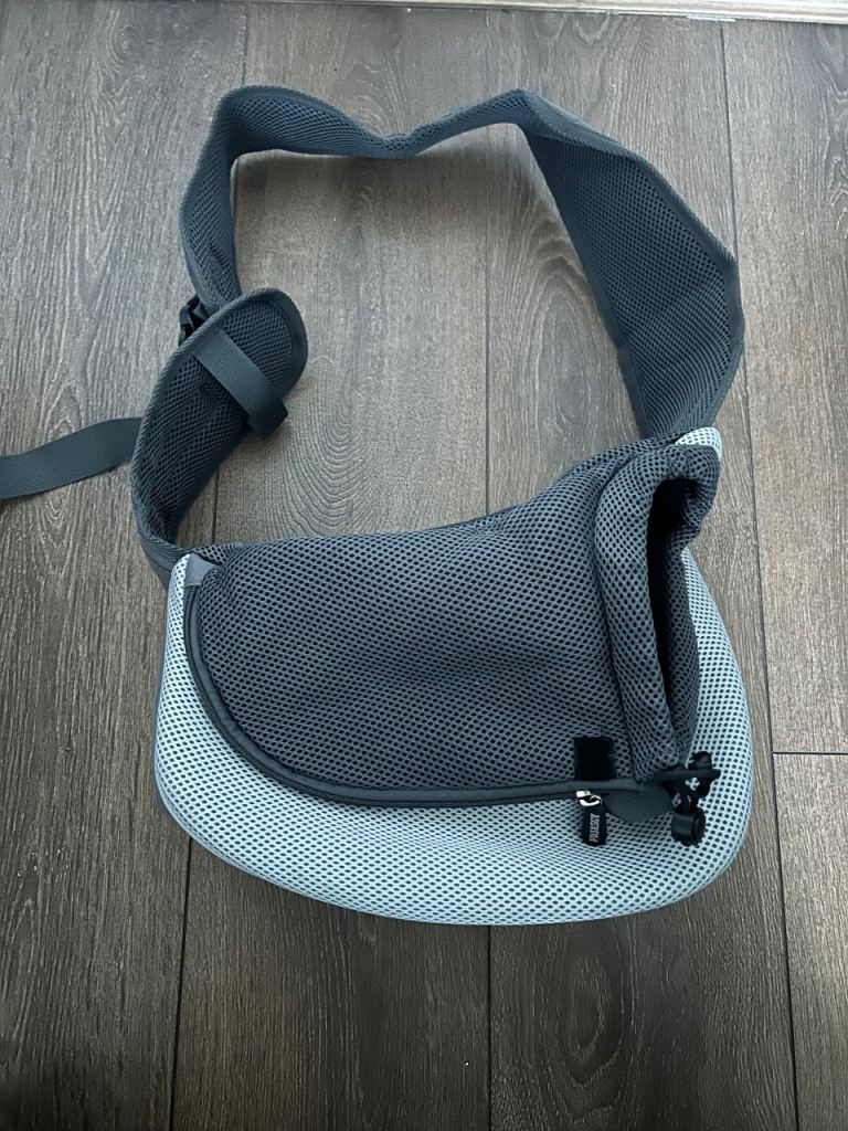Small dog puppy grey crossbody bag carrier 