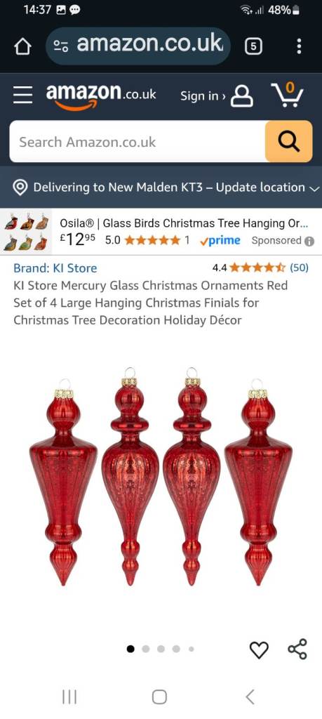 Christmas KI STOre VELVET & Glass Baubles Xmas Decorations