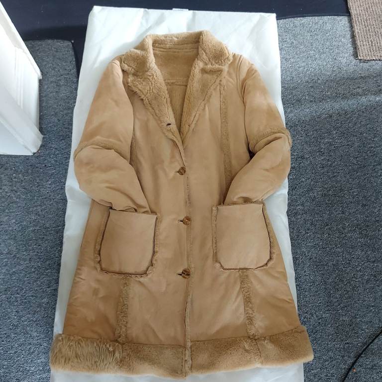 Italian Shearling Style Coat – Beige/Camel-made in italy