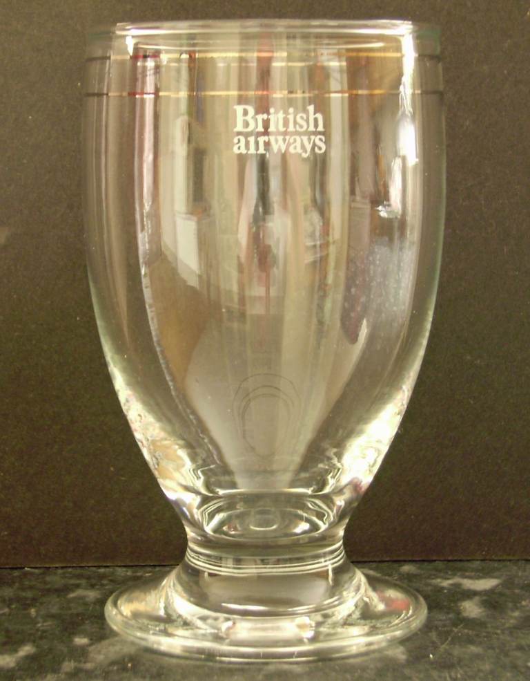 British Airways Wine Glass with silver bands