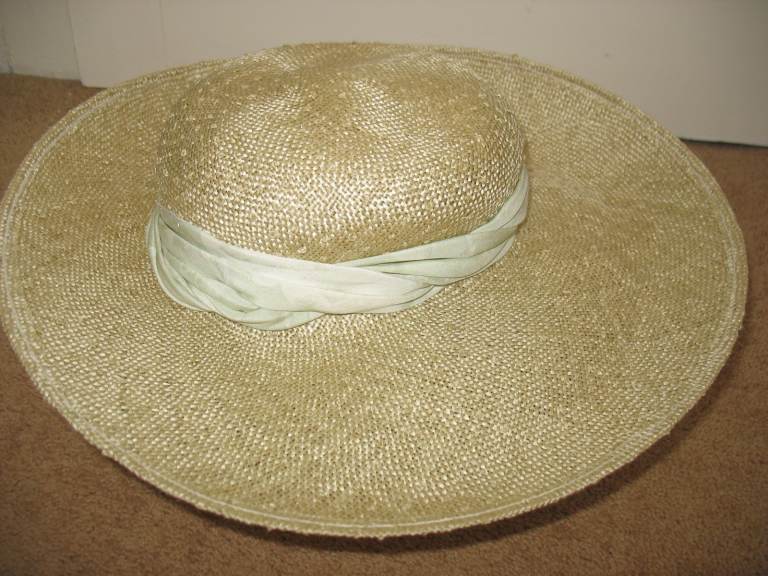 Vintage Sisal hat, wide brim + cream band