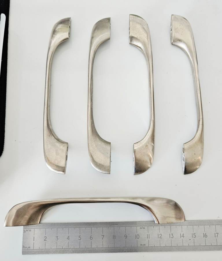 23 cabinet kitchen door handles.  128mm centres. Brushed chrome, heavy.