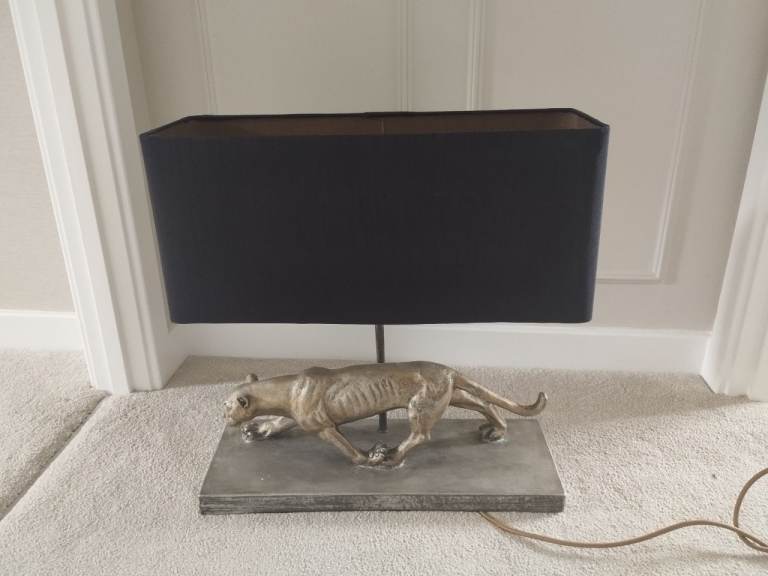 Stylish Panther Table Lamp with Black Shade – Good Condition
