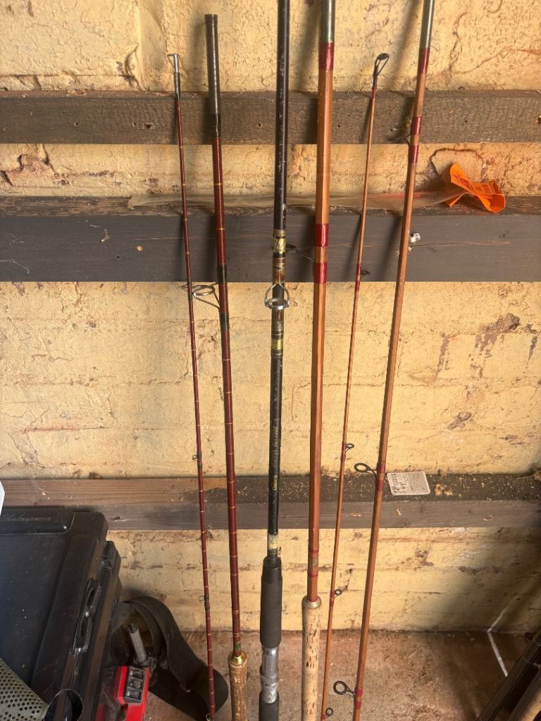 3 old fishing rods 