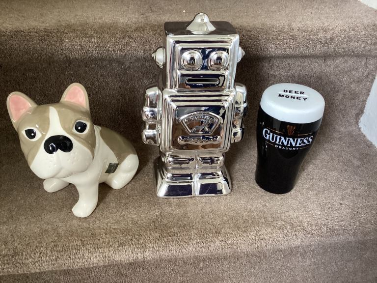 Set of 3 Decorative Ornaments: Robot, French Bulldog, and Guinness Glass £15 for the 3 or £5 each. 