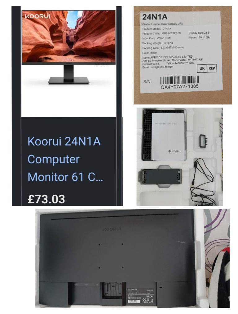 KOORUI 24" Full HD Monitor – Excellent Condition – £45