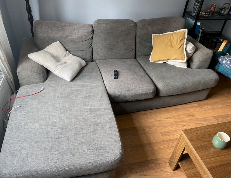 Comfortable Grey Fabric Corner Sofa – Good Condition