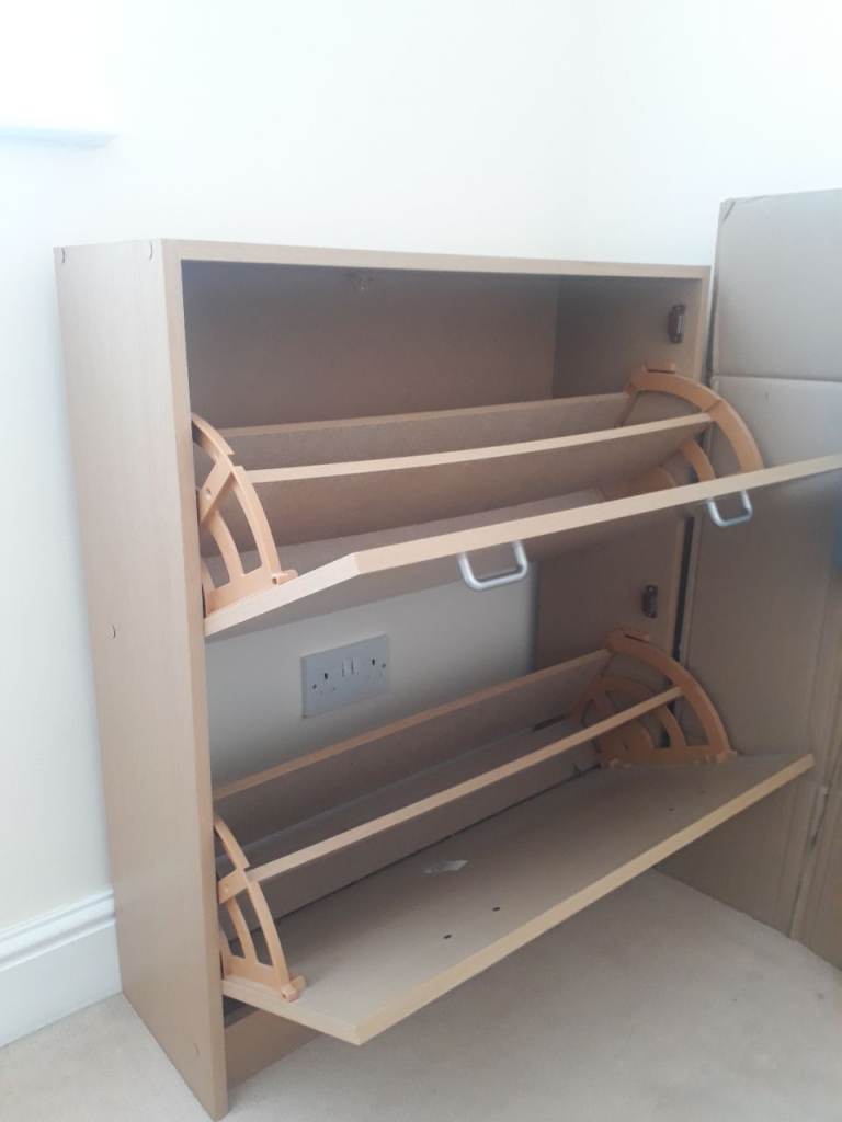 Argos Wooden Shoe Storage Cabinet – Beige, Good Condition