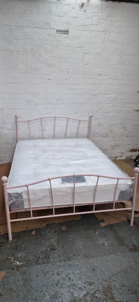  Argos home Fleur double metal bed frame - Pink & brand new orthopaedic mattress  