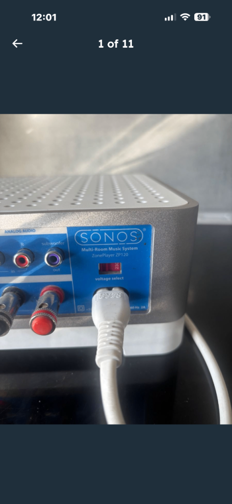 Sonos ZP120 Zone Player Wireless AMP Multi Room Music System Amplifier in White