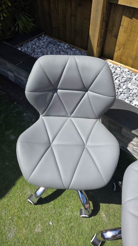 Office/salon padded faux grey leather chairs