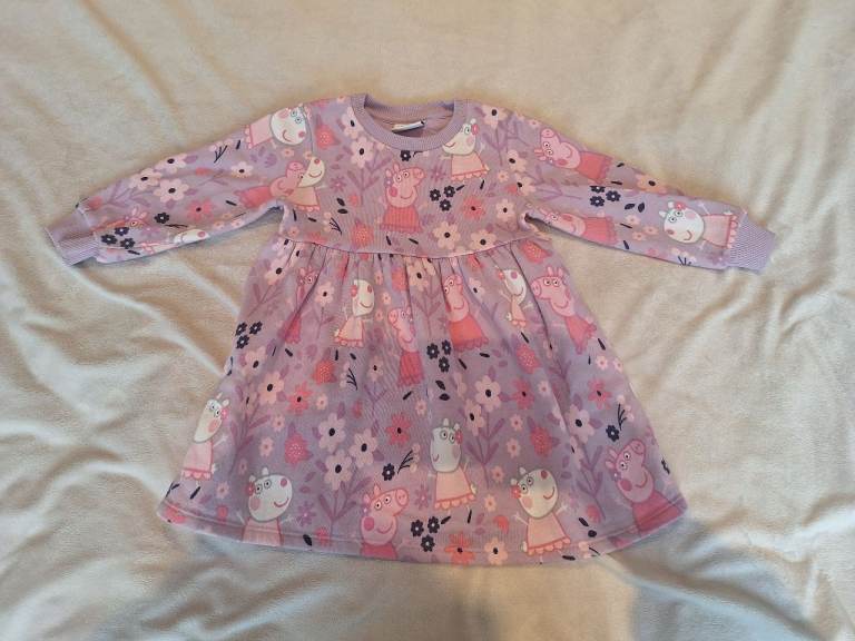 Purple Long Sleeved Peppa Pig Dress Tesco Size 18-24 Months 