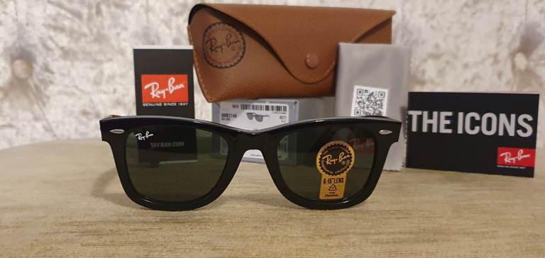 Ray Ban Wayfarer RB2140 Black 901 Medium 50mm Sunglasses Brand New Central London