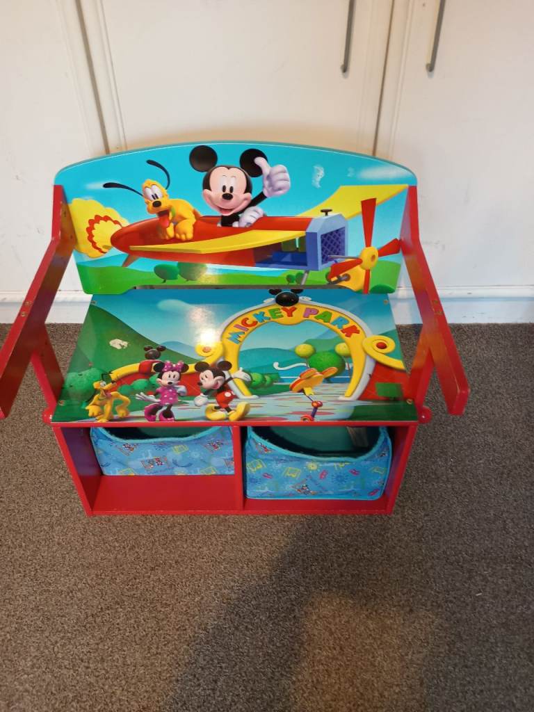 image for Kids Mickey mouse bench/chair with storage boxes 