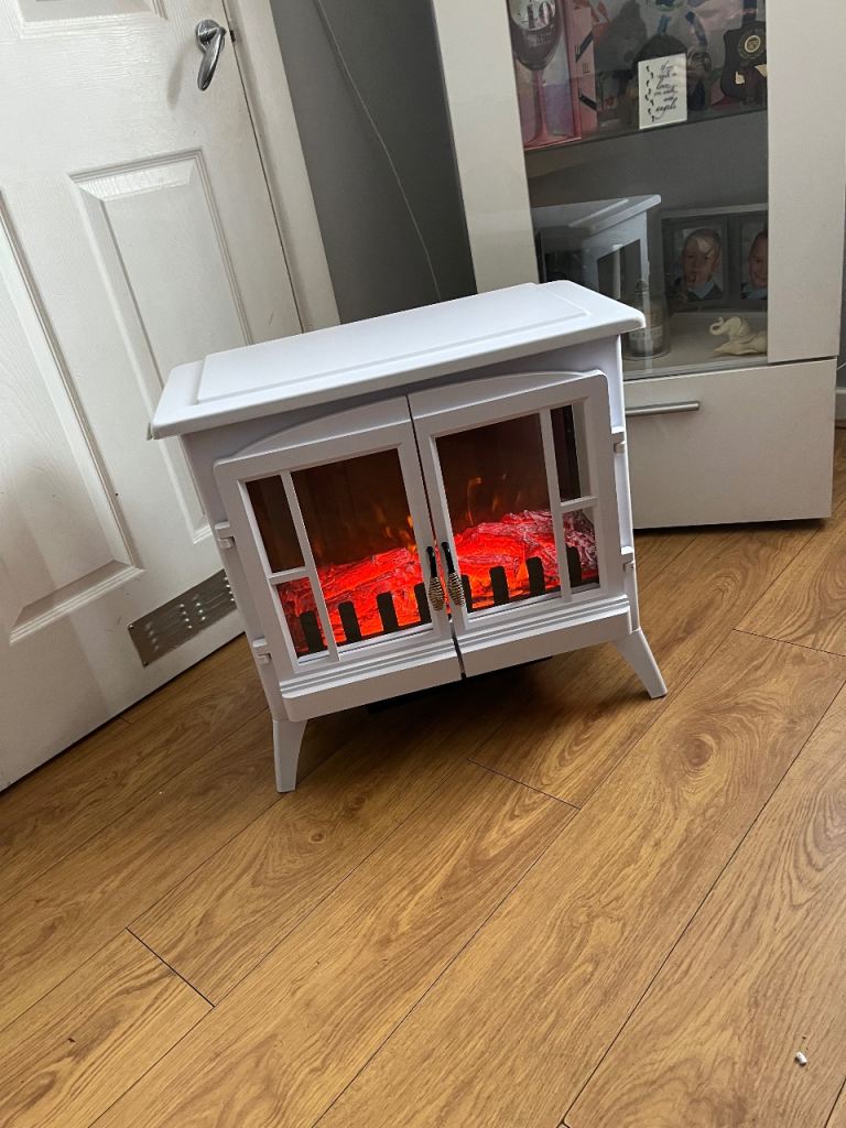 Beautiful white coal fire effect . Electric fire