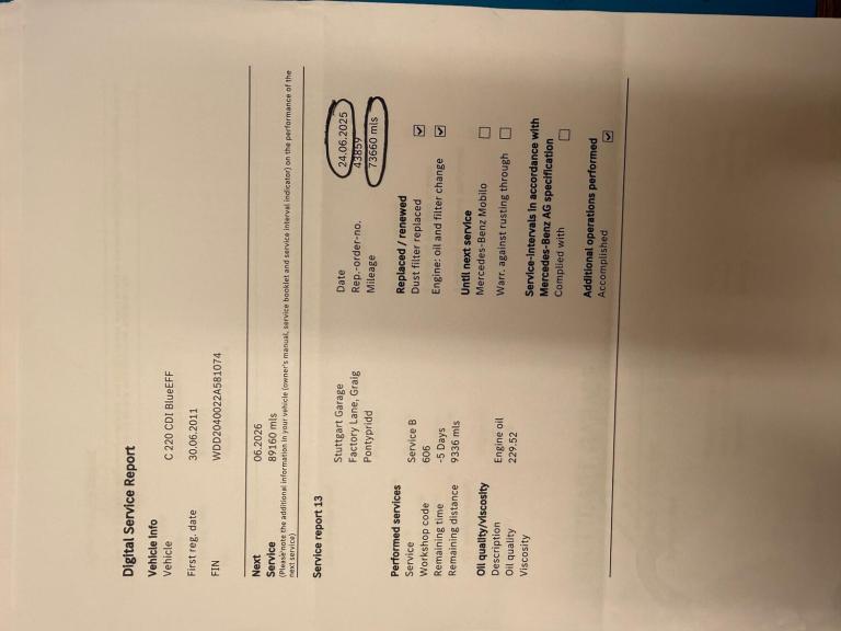 2011 Mercedes-Benz C Class C220 CDI BlueEFFICIENCY Sport 4dr Auto SALOON DIESEL Automatic