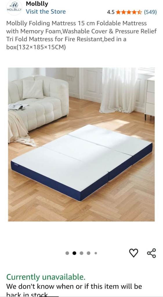 image for Foldable Mattress with Memory Foam