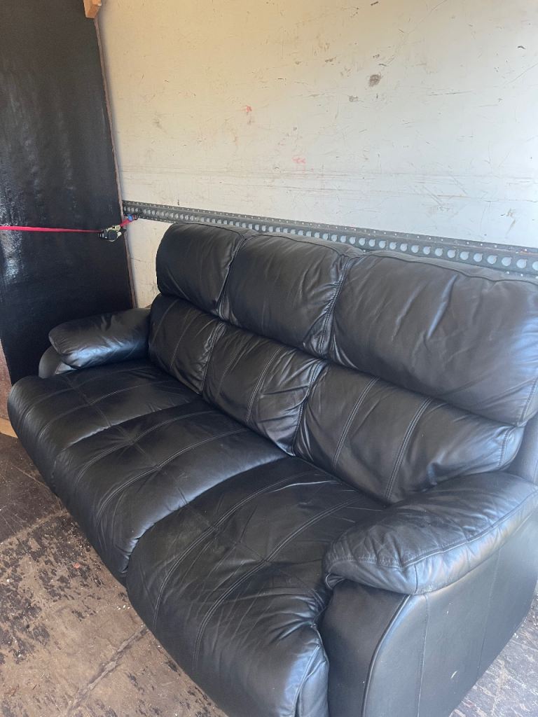 Black leather sofa