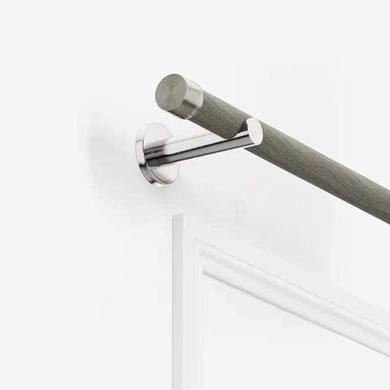 Signature Stainless Steel and White Ash End Cap Eyelet Curtain Pole Brand New