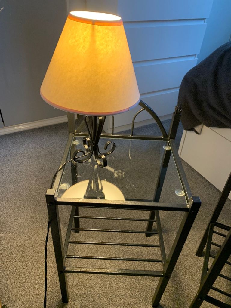 Pair of bedside tables and 1 lamp. For collection 