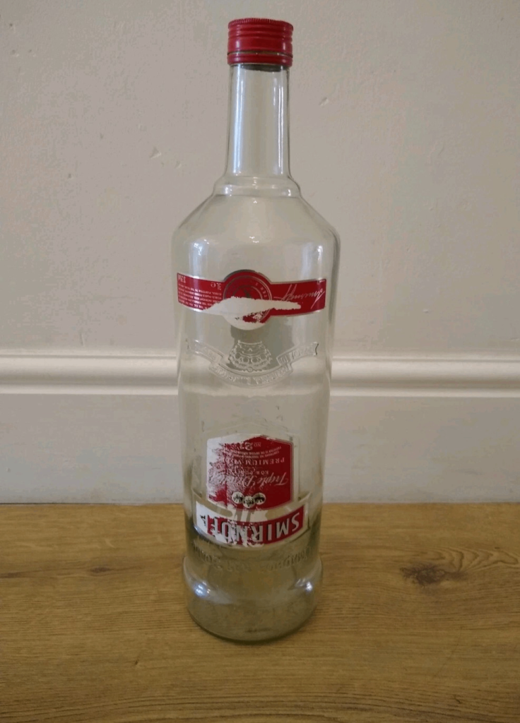 Smirnoff Vodka 3 litre bottle empty.