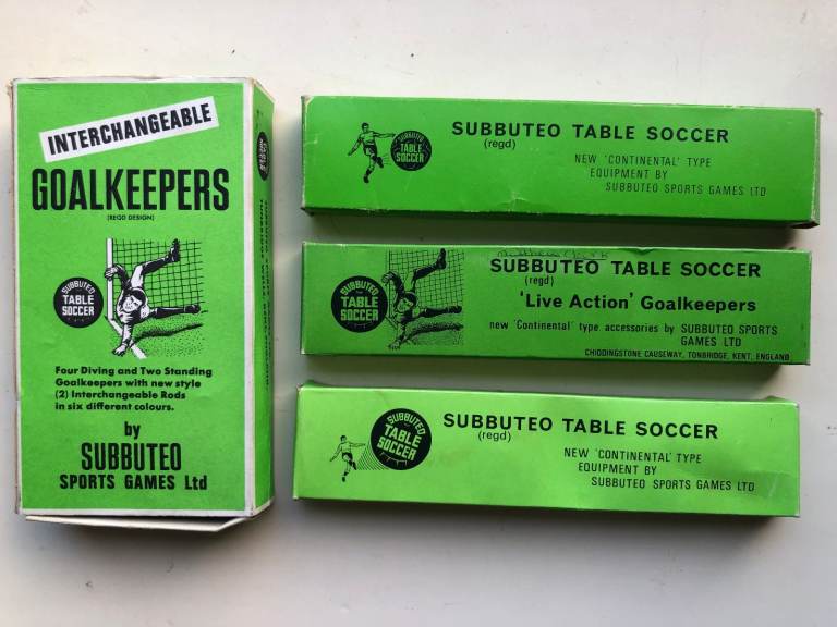 TWELVE SUBBUTEO VINTAGE FOOTBALL GOALKEEPERS, Boxed, smoke-free home