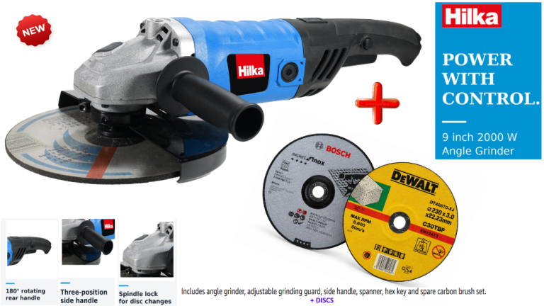 Brand New Hilka 9" (230mm) Angle Electrical Grinder * Soft Start * + Discs
