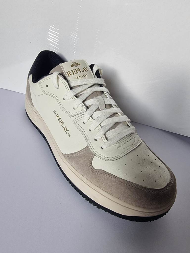 image for Replay White/Beige Leather Trainers. Size: UK-9/EUR-43