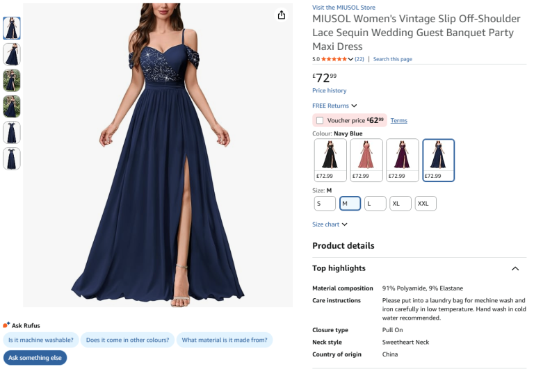 MIUSOL Women's Vintage Slip Off-Shoulder Lace Sequin Wedding Guest Banquet Party Maxi Dress