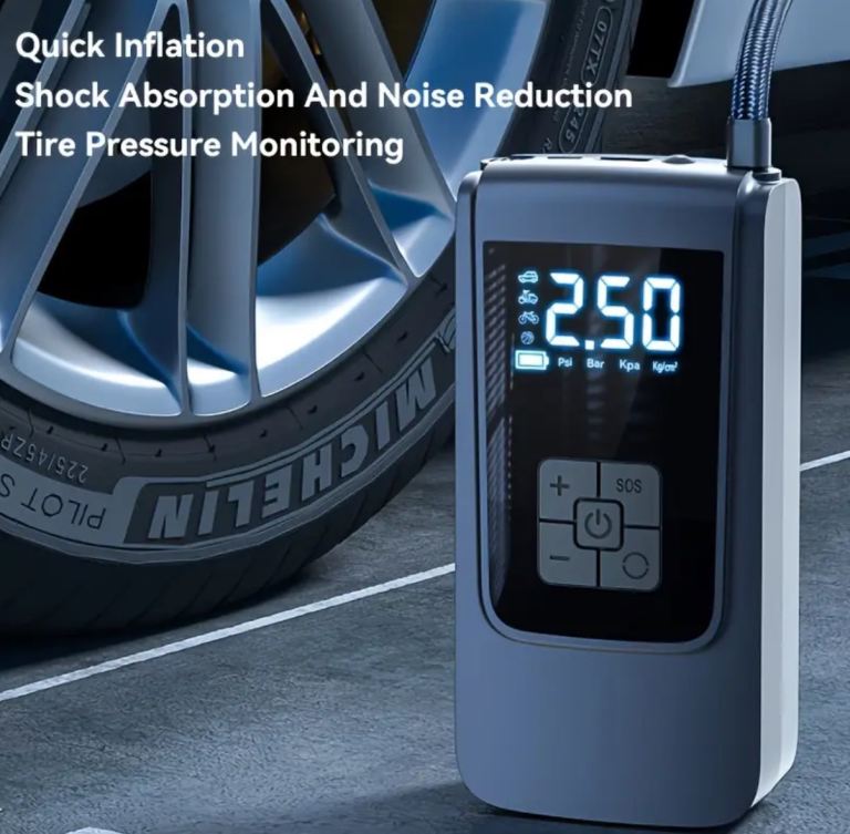 Portable Car Tyre Inflator Pump – Digital Display, USB Rechargeable