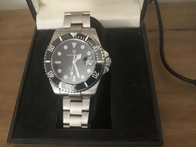 Pagani Design Automatic Watch - Silver with Black Bezel, Boxed